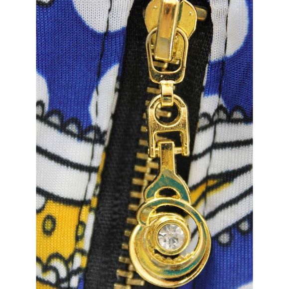 Blue Colorful Paisley Jogger Pants With Tuxedo Stripe - Picture 4 of 4